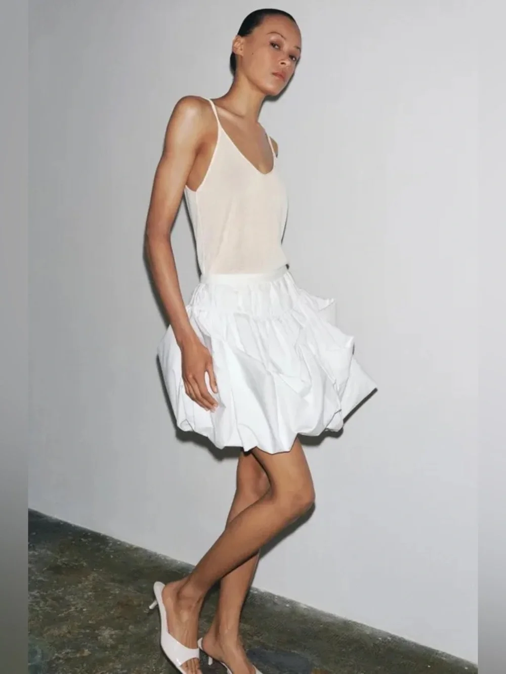 Zara Collection‎ White Balloon Mini Skirt